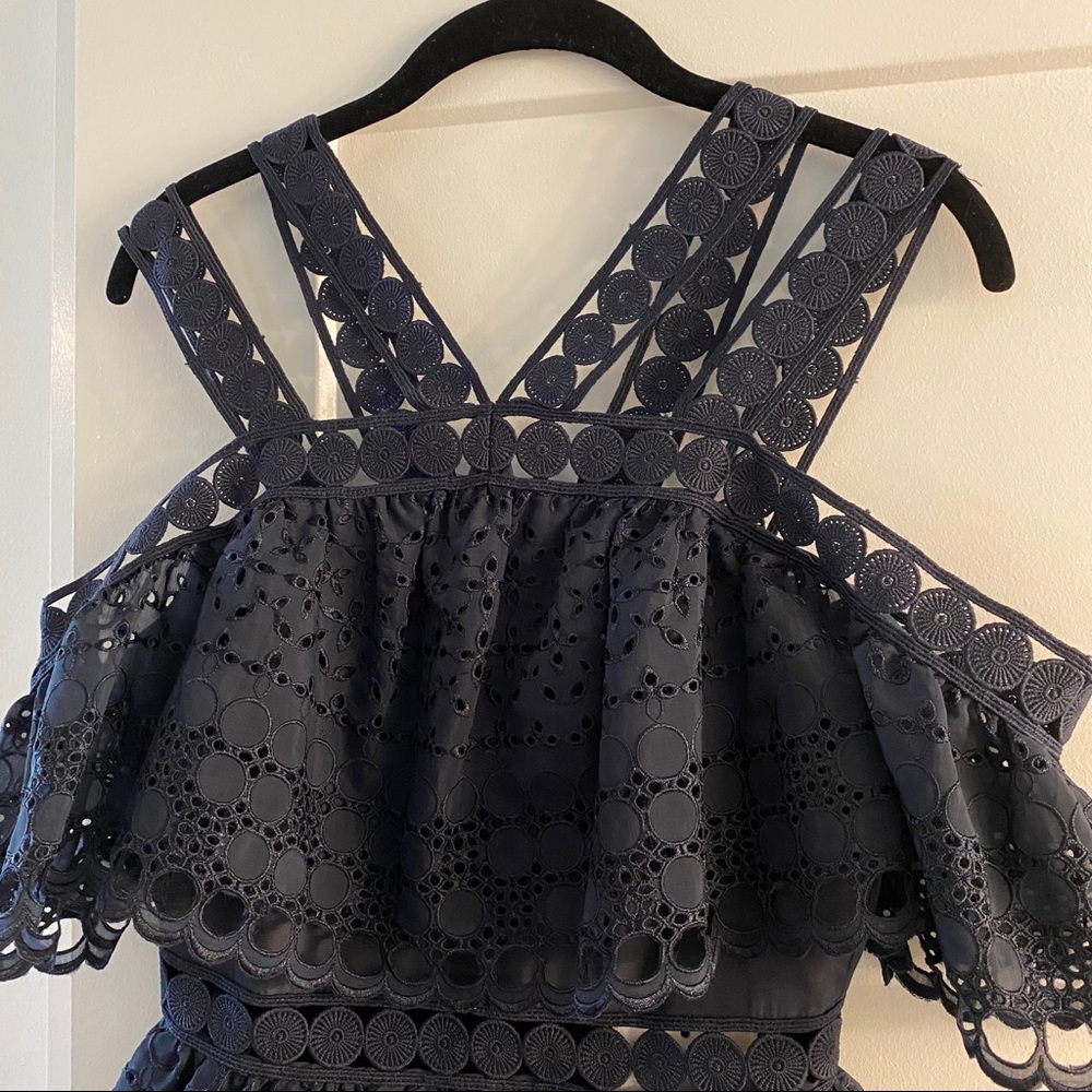 NWT Self-Portrait Navy Embroidered Mini Dress - Picture 6 of 11